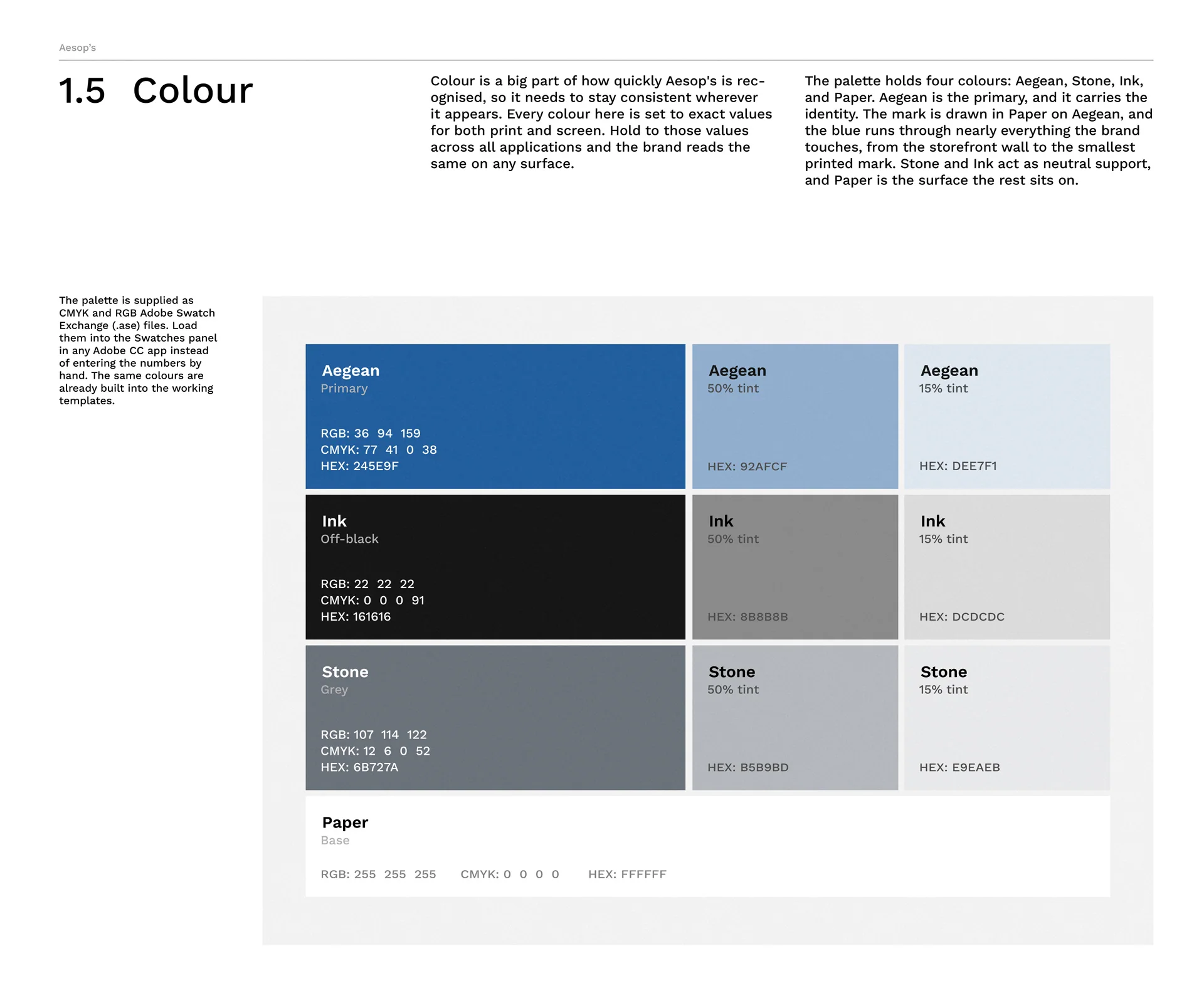 Aesop's — Greek Social Dining — Colour system