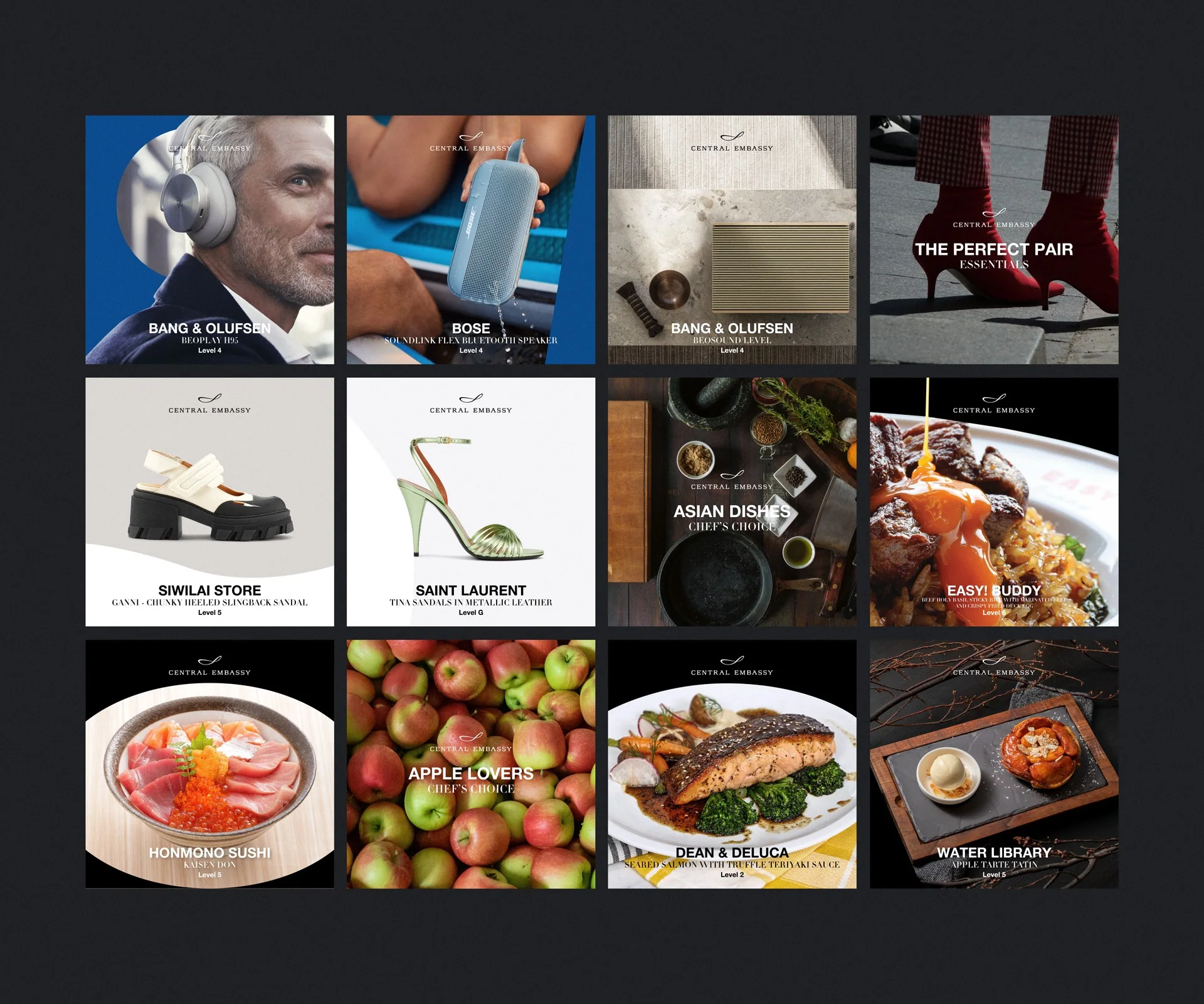 Central Embassy visual direction across fashion, products and food