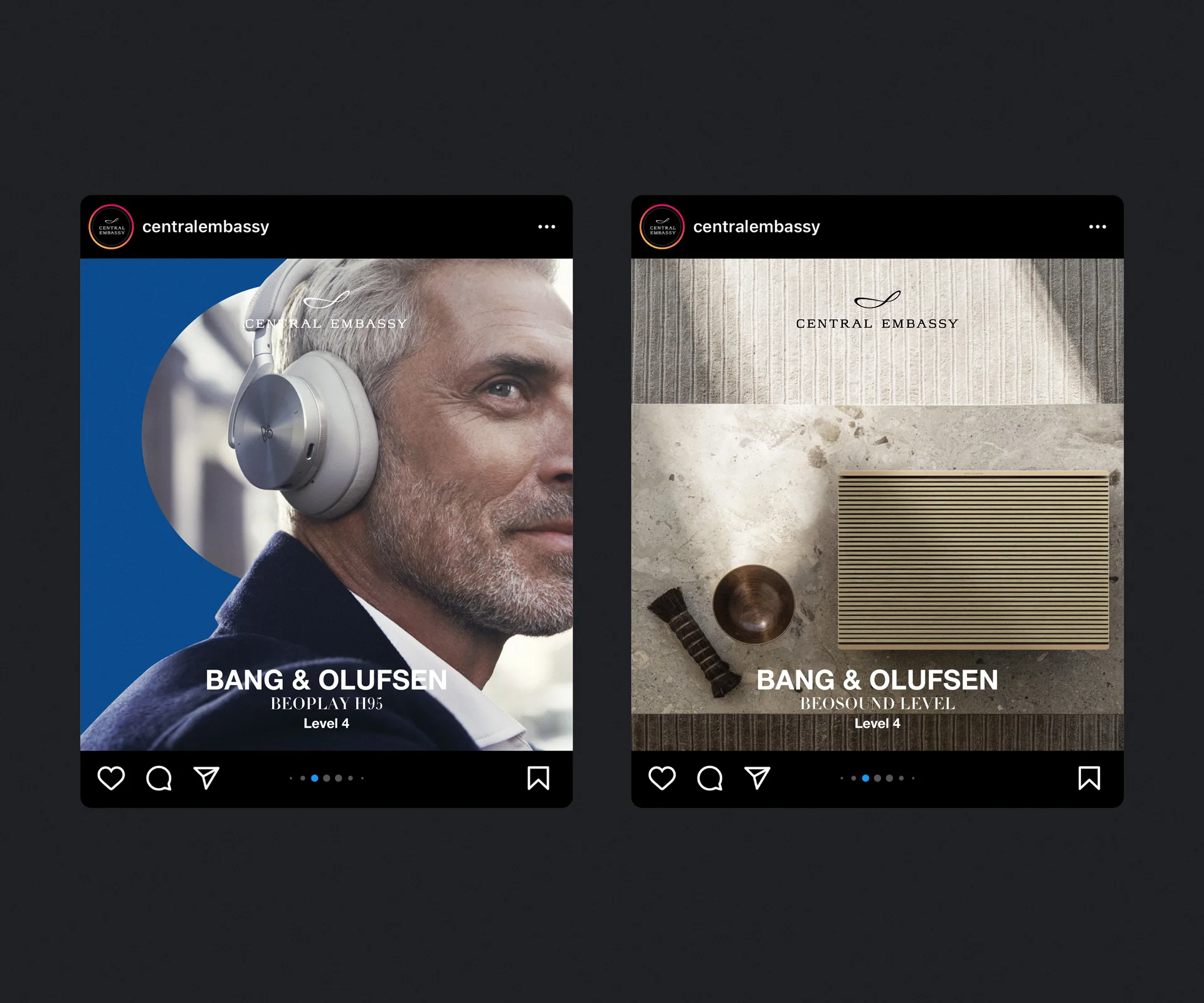 Central Embassy product posts in Instagram mockups